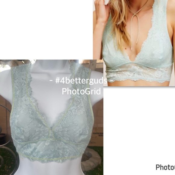 FP Intimately Free People Gallon Lace Deep V-neck Bralette Misty Mint XS TP - Picture 4 of 16